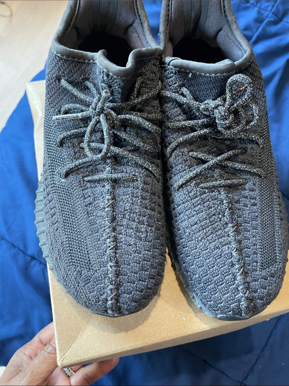 Yeezy Kids Black Knit Lace-Up Sneakers
